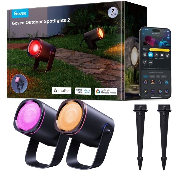 Govee RGBWW Smart zahradní reflektory 750lm 2ks Matter0 