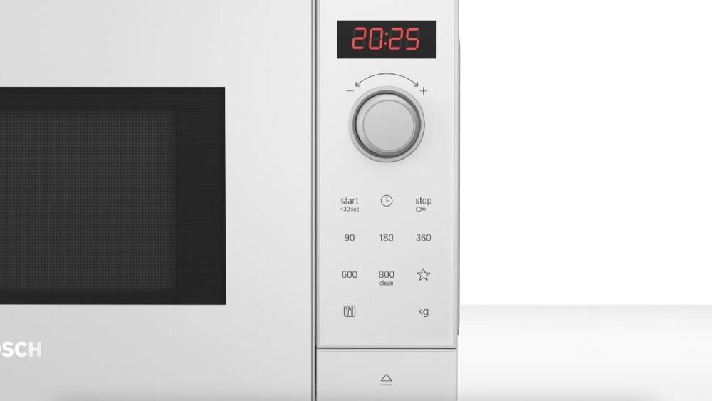 BAZAR - Bosch Serie 2 FFL023MW0 mikrovlnná trouba, 800 W, 20 l, LED displej, 5 úrovní výkonu, bílá - poškozený obal1 