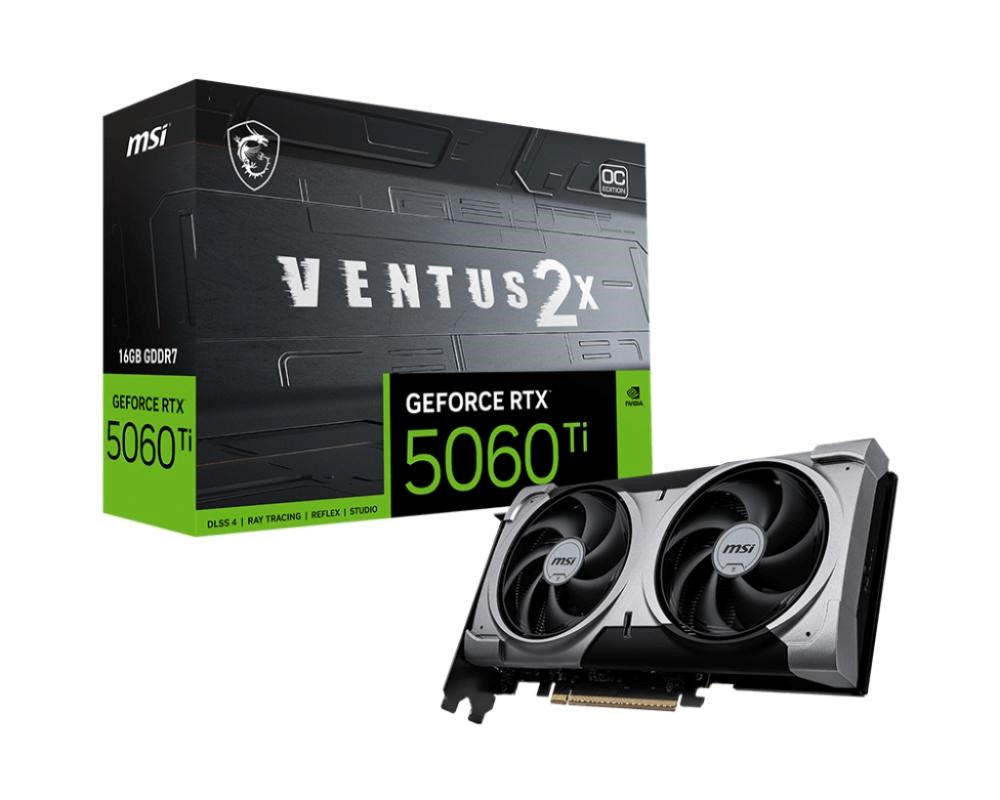MSI VGA NVIDIA GeForce RTX 5060 Ti 16G VENTUS 2X OC PLUS,  RTX 5060 Ti,  16GB GDDR7,  3xDP,  1xHDMI0 
