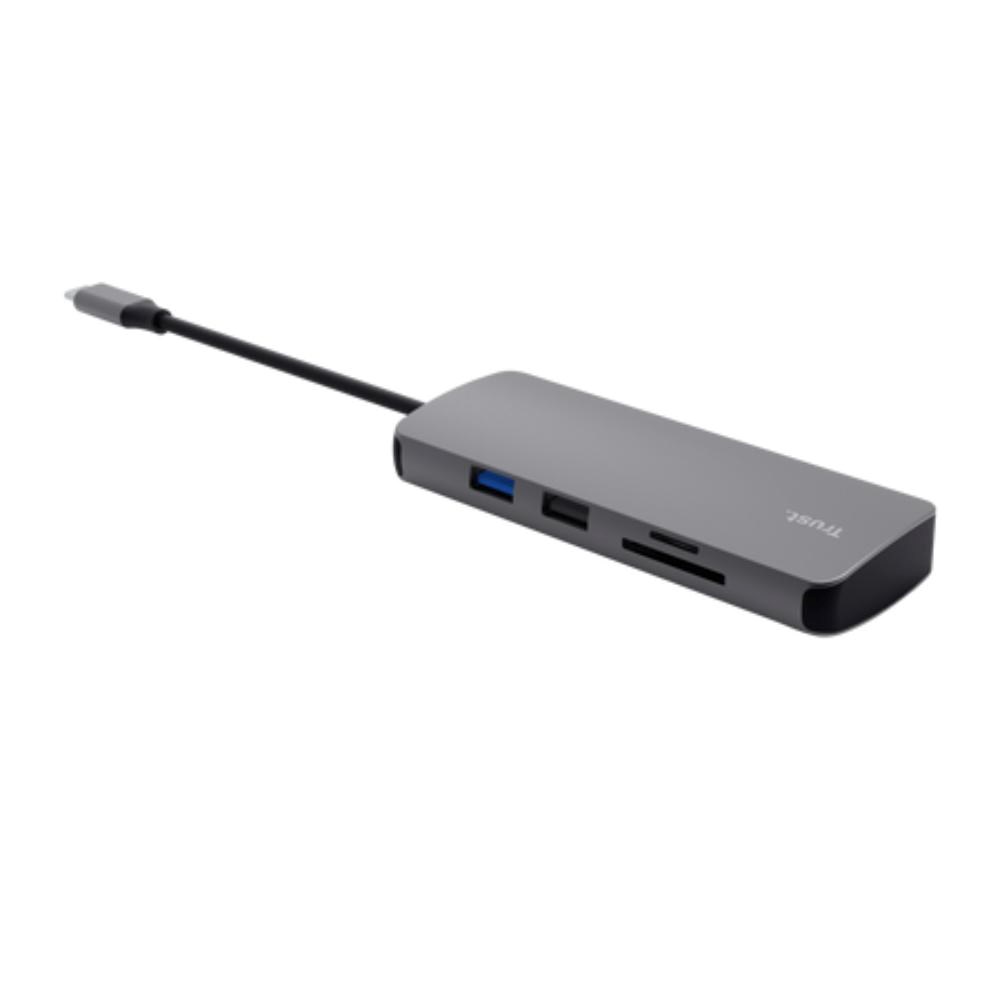 TRUST Dokovací stanice DALYX USB-C,  8v1,  HDMI,  RJ45,  2xUSB-C,  2xUSB-A,  microSD/ SD karta,  šedá2 