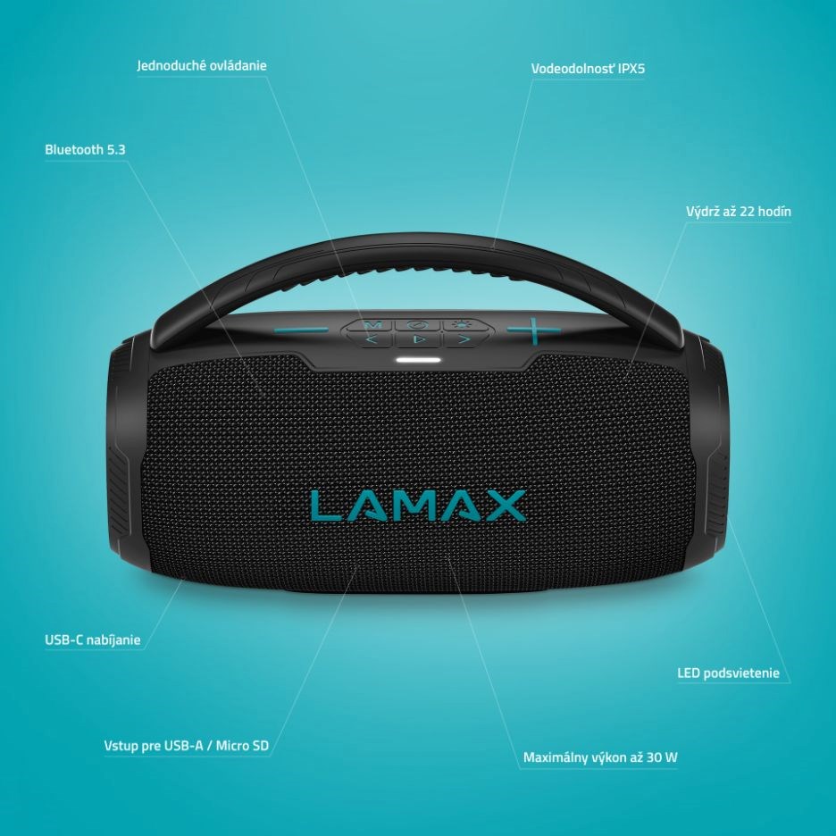 LAMAX PartyGo1 Mini - přenosný reproduktor - Poškozený obal (Komplet)5 
