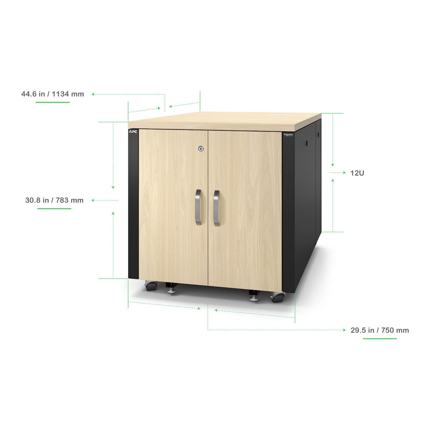 APC NetShelter Soundproof, 12U, Server Rack Enclosure, Maple1 