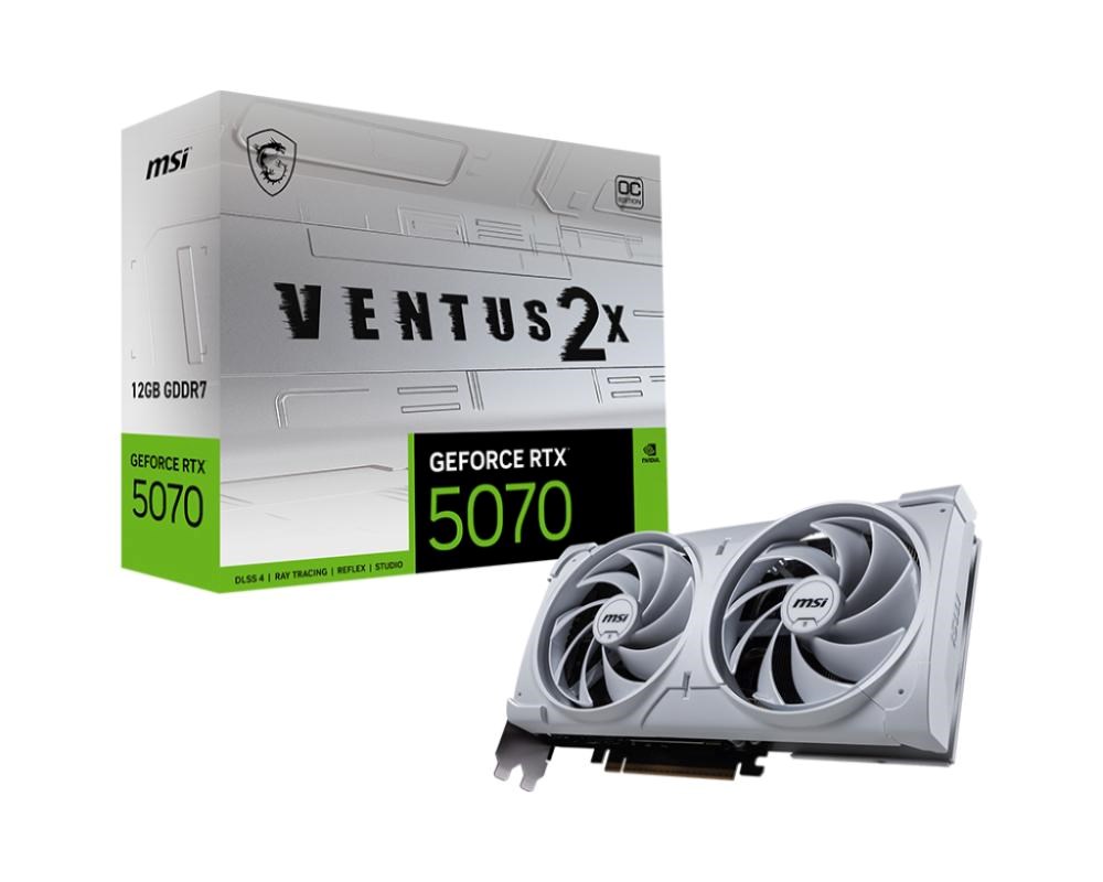 MSI VGA NVIDIA GeForce RTX 5070 12G VENTUS 2X OC WHITE,  RTX 5070,  12GB GDDR7,  3xDP,  1xHDMI0 