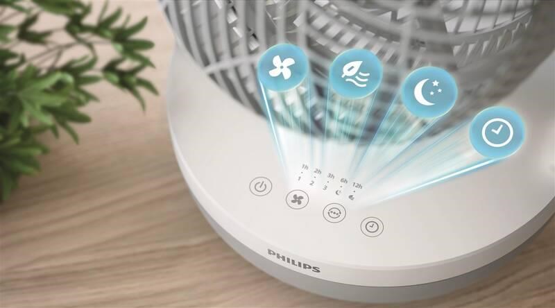 Philips 2000 Series CX2050/ 00 stolní ventilátor,  3 rychlosti,  23 dB,  2 režimy,  bílá /  šedá8 