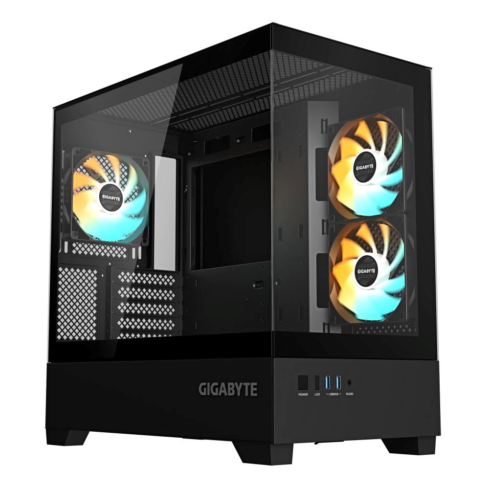 GIGABYTE case GB-C201P,  Mid tower,  2xUSB 3.0,  3x 120mm ARGB Fan,  černá0 
