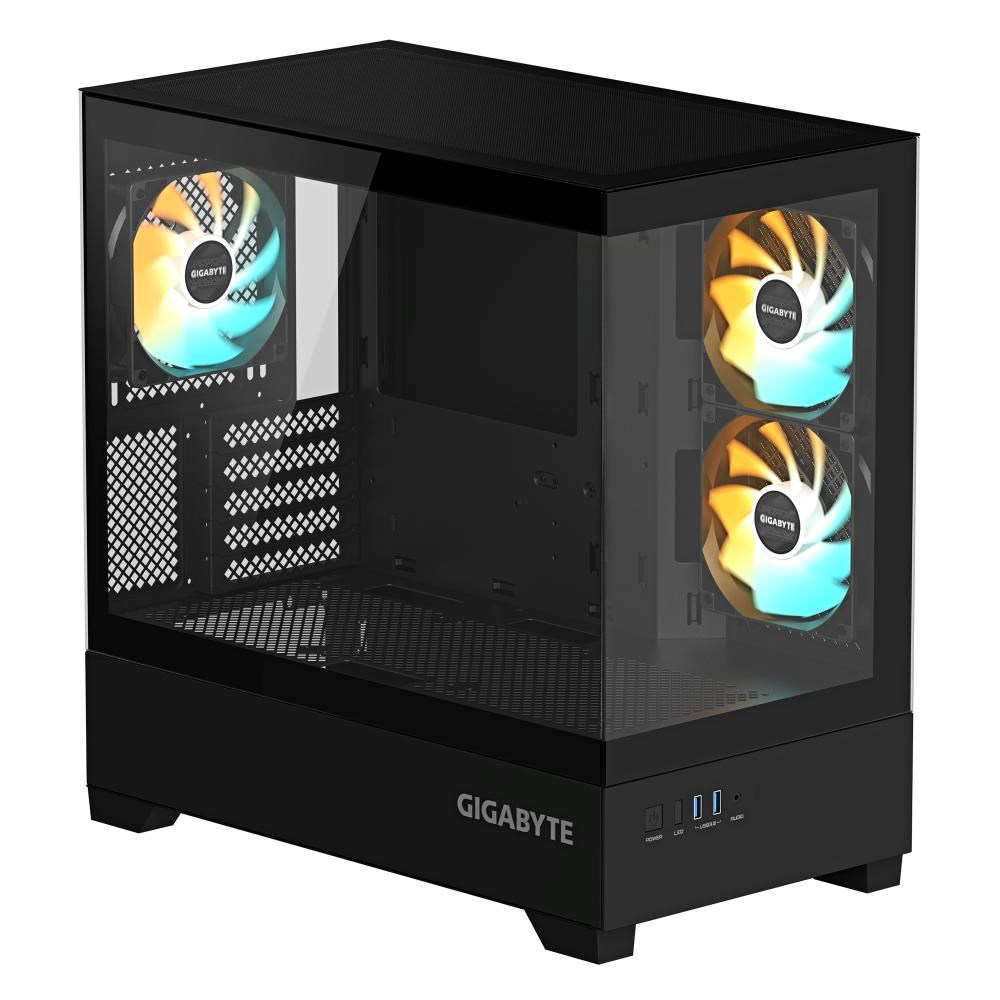 GIGABYTE case GB-C201P,  Mid tower,  2xUSB 3.0,  3x 120mm ARGB Fan,  černá1 
