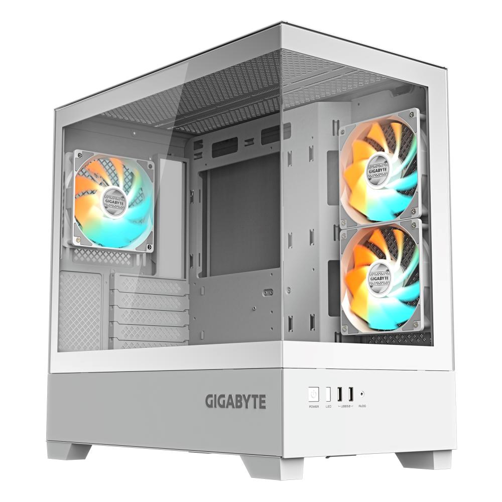 GIGABYTE case GB-C201PI,  Mid tower,  2xUSB 3.0,  3x 120mm ARGB Fan,  bílá0 