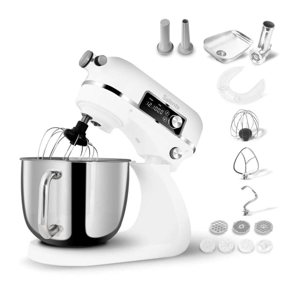 Salente DigiChef+, kuchynský robot, misa 6 litrov, celokovový, mäsomlynček, digitálny displej, biely