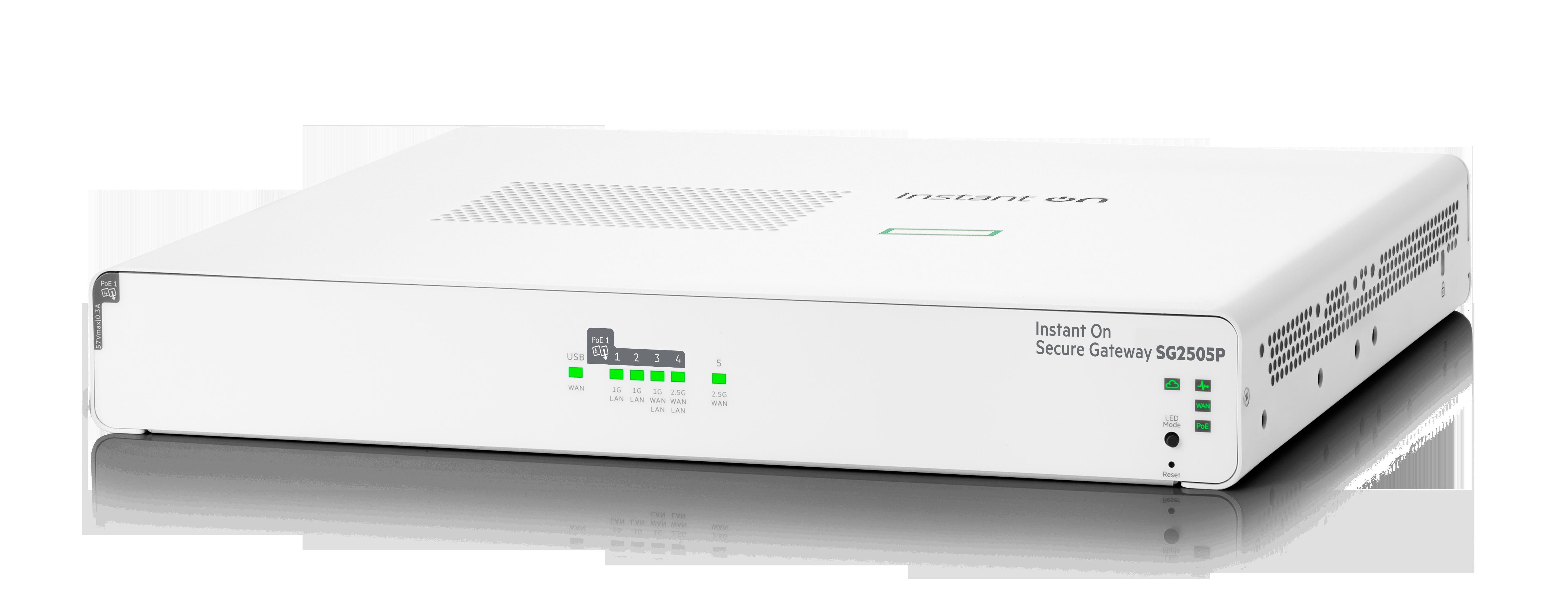 HPE Networking Instant On Secure Gateway 5-port SmartRate 2.5G PoE+ 64W SG2505P1 