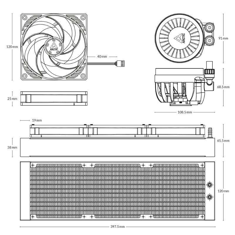BAZAR - ARCTIC Vodní chladič Liquid Freezer III 360, 3x120mm, AM5, LGA1851, černá4 