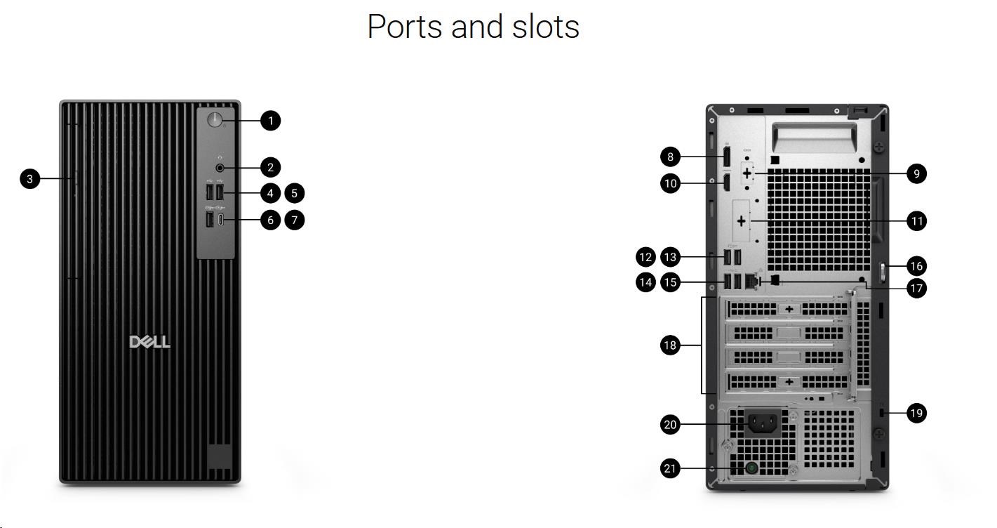 DELL PC Pro Tower QCT1250/ 180W/ TPM/ i7-14700/ 16GB/ 512GB SSD/ Integrated/ Kb/ Mouse/ W11 Pro/ 3Y PS NBD2 