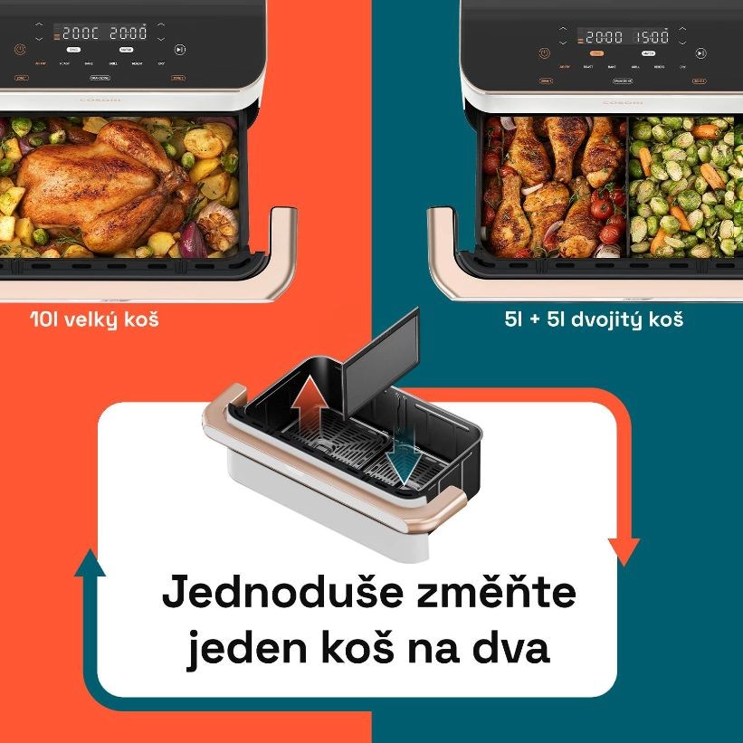 Cosori TF101S Dual blaze TwinFry 10l hozkovzdušná fritéza - bílá7 