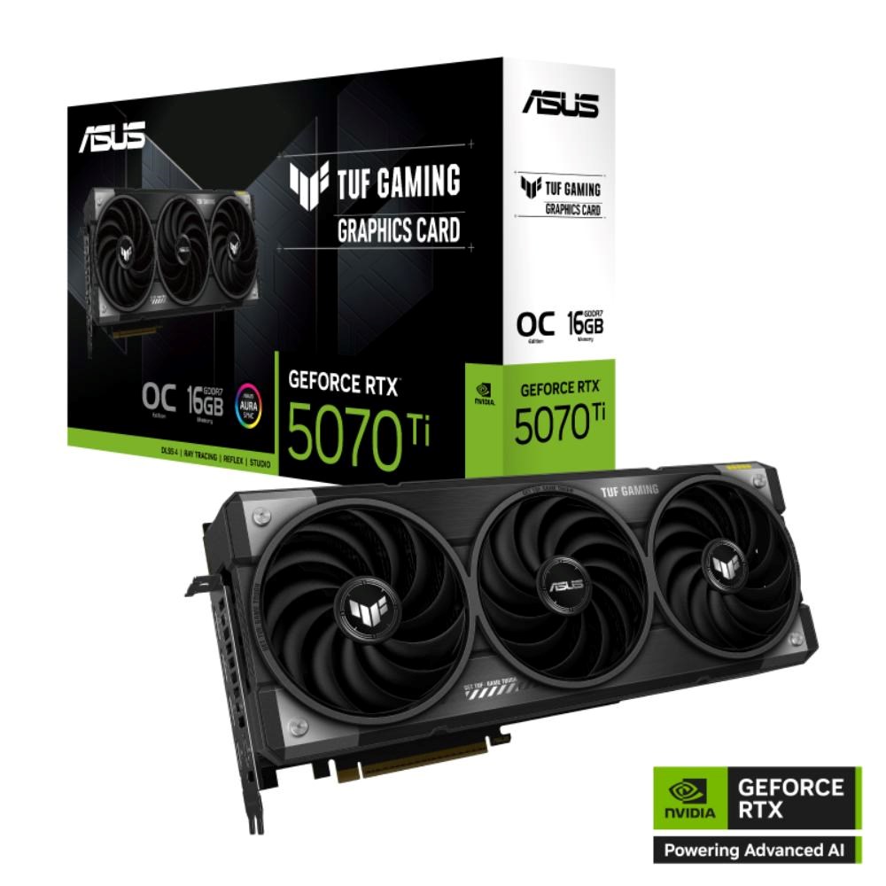 ASUS VGA NVIDIA GeForce RTX 5070 Ti TUF GAMING 16GB OC,  16GB GDDR7,  3xDP,  2xHDMI0 