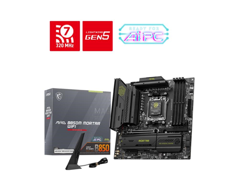 MSI MB Sc AM5 MAG B850M MORTAR WIFI,  AMD B850,  4xDDR5,  1xHDMI,  WiFi,  mATX0 
