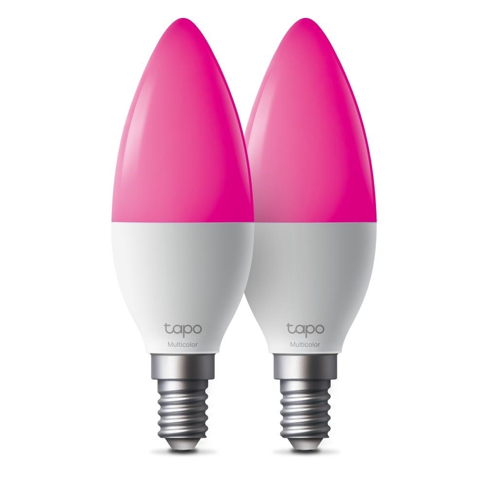 TP-Link Tapo L430C(2-pack) chytrá WiFi stmívatelná LED žárovka (barevná, 2500K-6500K, 470lm, 2, 4GHz, E14)0 