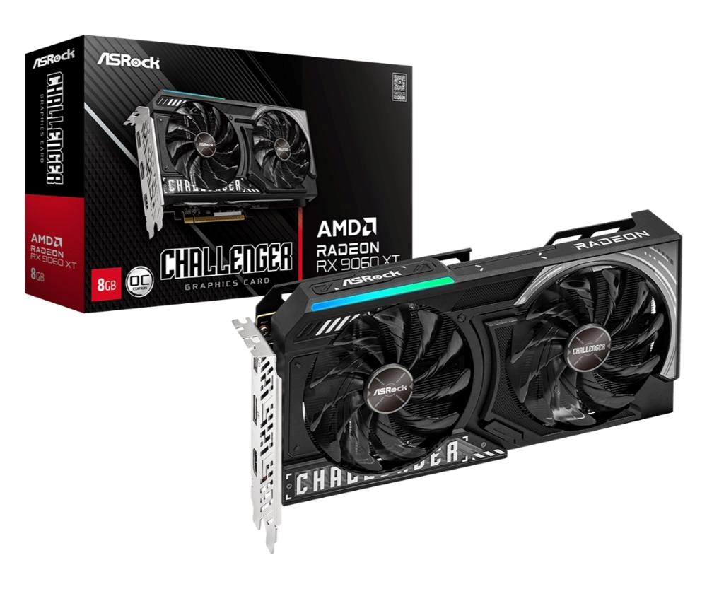 ASRock VGA AMD Radeon RX 9060 XT Challenger 8GB OC, RX 9060 XT, 8GB GDDR6, 2xDP, 1xHDMI2 