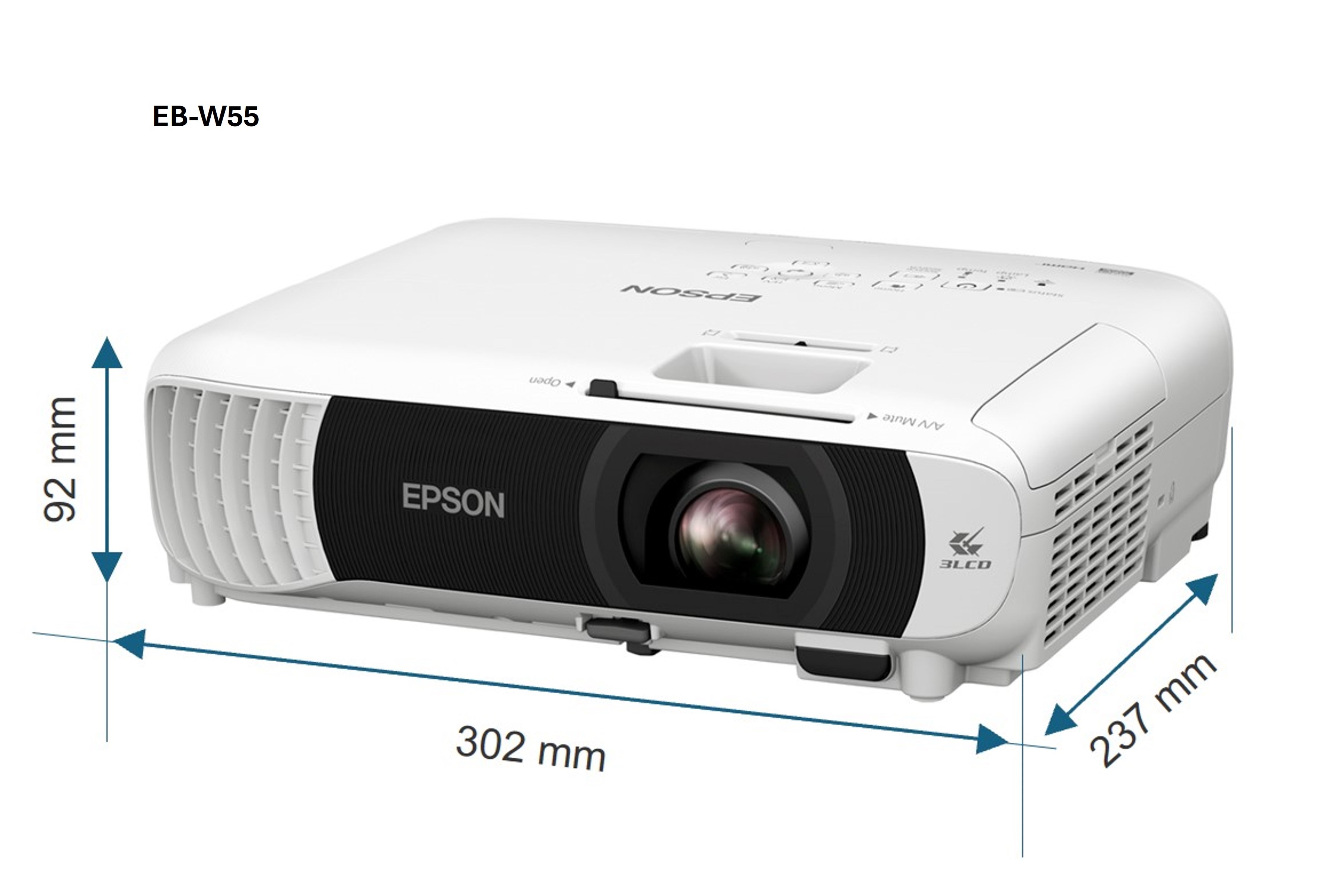 EPSON projektor EB-W55,  WXGA,  16.000:1,  HDMI,  USB,  Wi-Fi REPRO 2W3 