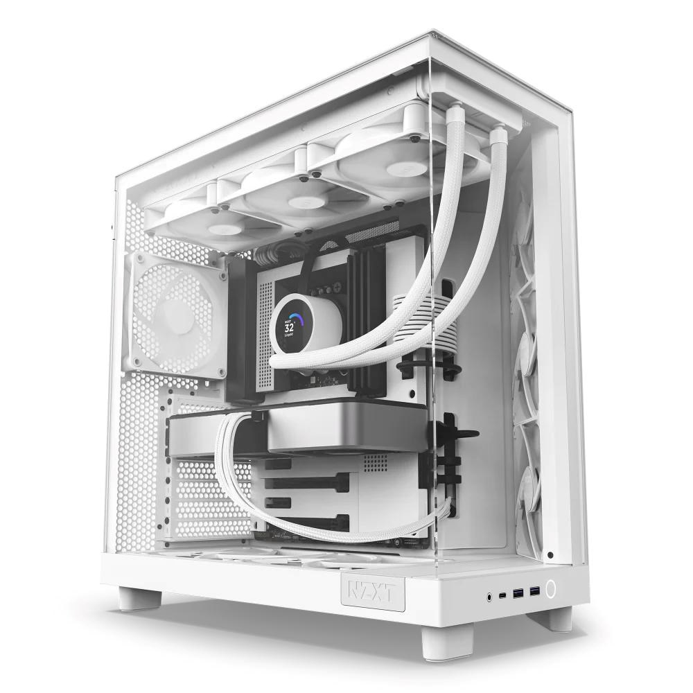 NZXT skříň H6 Flow dvoukomorová /  MidT /  3x120mm fan /  2xUSB 3.2 /  USB-C /  prosklená bočnice i čelo /  bílá0 