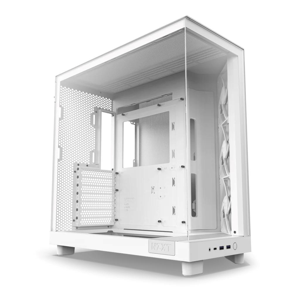 NZXT skříň H6 Flow dvoukomorová /  MidT /  3x120mm fan /  2xUSB 3.2 /  USB-C /  prosklená bočnice i čelo /  bílá1 