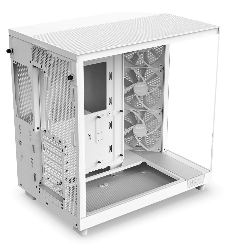 NZXT skříň H6 Flow dvoukomorová /  MidT /  3x120mm fan /  2xUSB 3.2 /  USB-C /  prosklená bočnice i čelo /  bílá2 