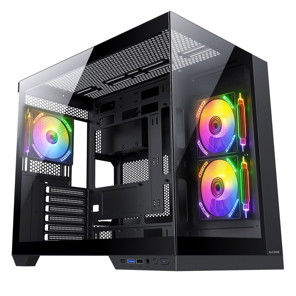 1stCOOL skříň DREAMER,  Mid Tower,  AU,  USB 3.0,  USB-C,  3x 120mm ARGB Fan,  černá0 