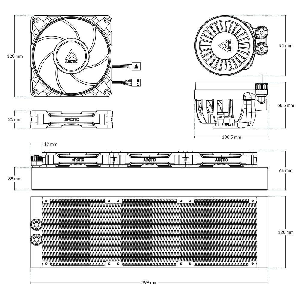 ARCTIC Vodní chladič Liquid Freezer III 360 Pro ARGB,  3x120mm,  AM5,  LGA1851,  bílá4 