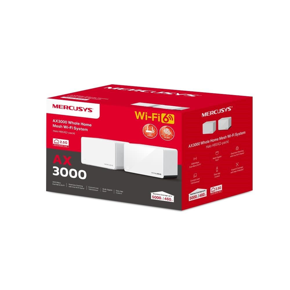 MERCUSYS Halo H85X(2-pack) WiFi6 Mesh (AX3000, 2, 4GHz/ 5GHz, 1x2, 5GbELAN/ WAN, 2xGbELAN/ WAN)3 