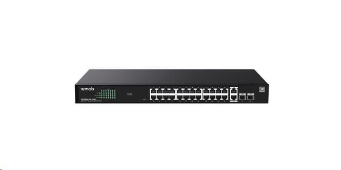Tenda TEG2228P-24-410W Gigabit PoE+ Websmart L2 Cloud switch 370W, 24x 1Gb/ s PoE+, 2xRJ45, 2xSFP, Rack