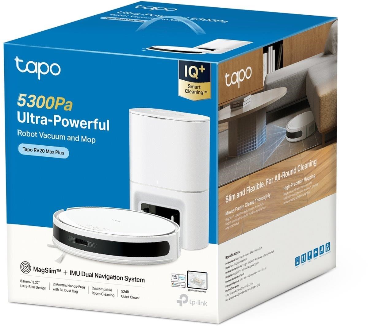 TP-Link Tapo RV20 Max Plus robotický vysavač s mopem a stanicí (LiDAR,  2, 4 GHz,  BT,  bílý)4 