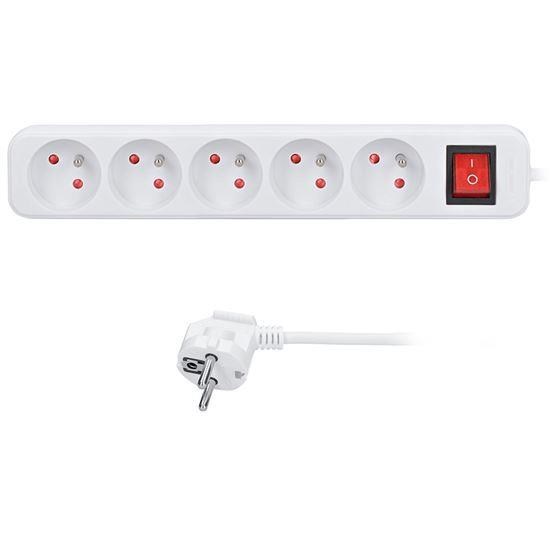Solight prodlužovací přívod 5m,  5 zásuvek,  vypínač,  16A/ 3680W,  PVC,  bílý0 