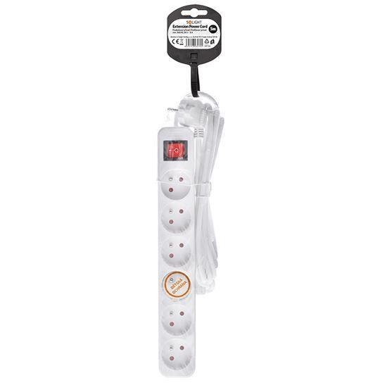 Solight prodlužovací přívod 5m, 6 zásuvek, vypínač, 16A/3680W, PVC, bílý3 