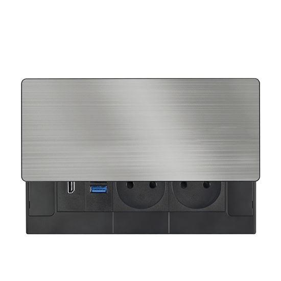 Solight vestavný blok zásuvek s posuvným krytem,  2 zásuvky,  HDMI,  USB A+C 20W PD,  2m,  stříbrný6 