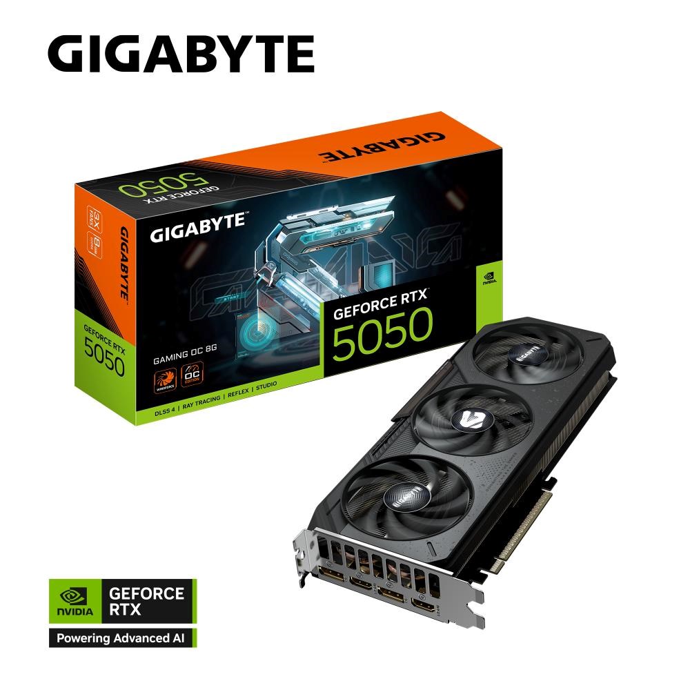 GIGABYTE VGA NVIDIA GeForce RTX 5050 GAMING OC 8G,  8G GDDR6,  2xDP,  2xHDMI0 