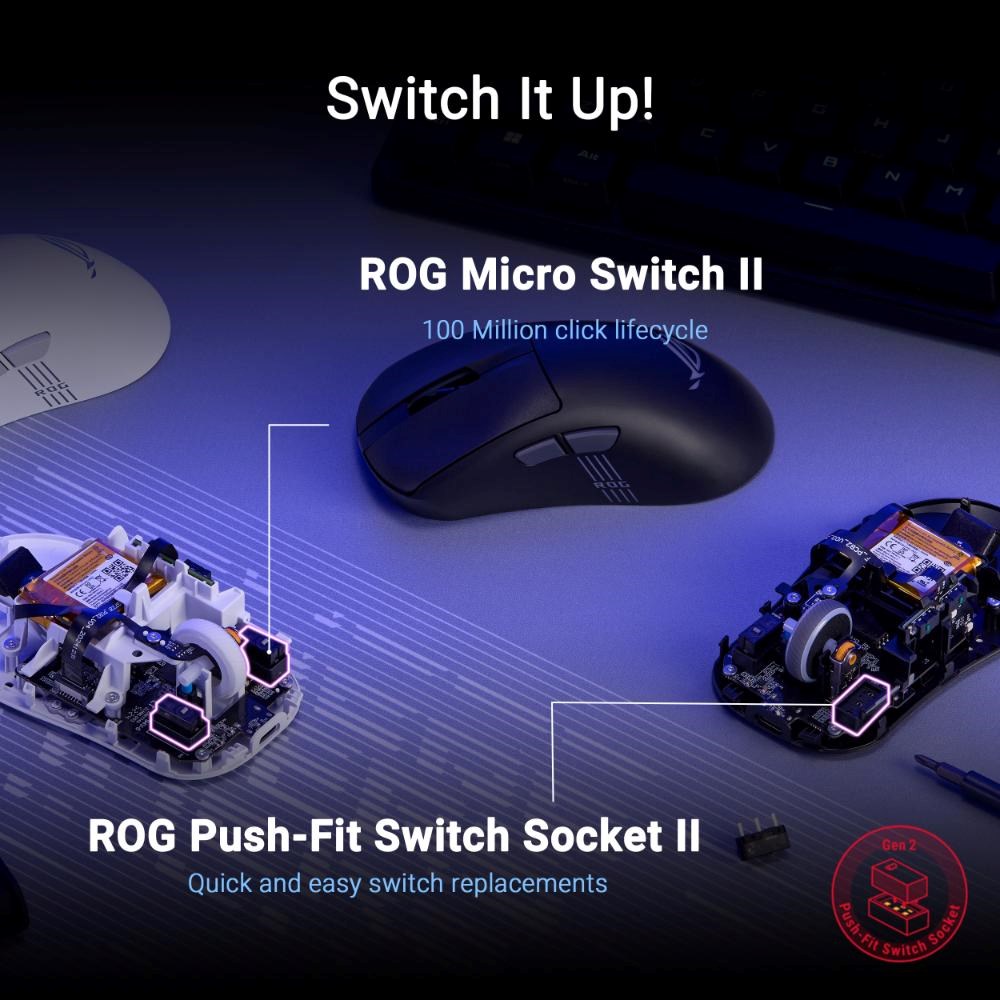ASUS myš ROG Keris II Origin, bezdrátová herní myš, bílá8 