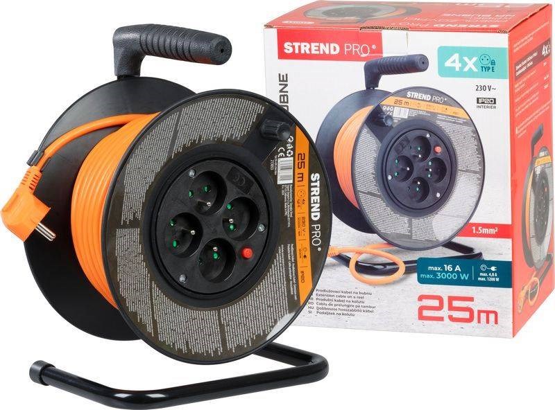 Strend Pro DG-FB04 buben 25m plast 4xzas. 3x1, 5mm oranžová (213053)0 