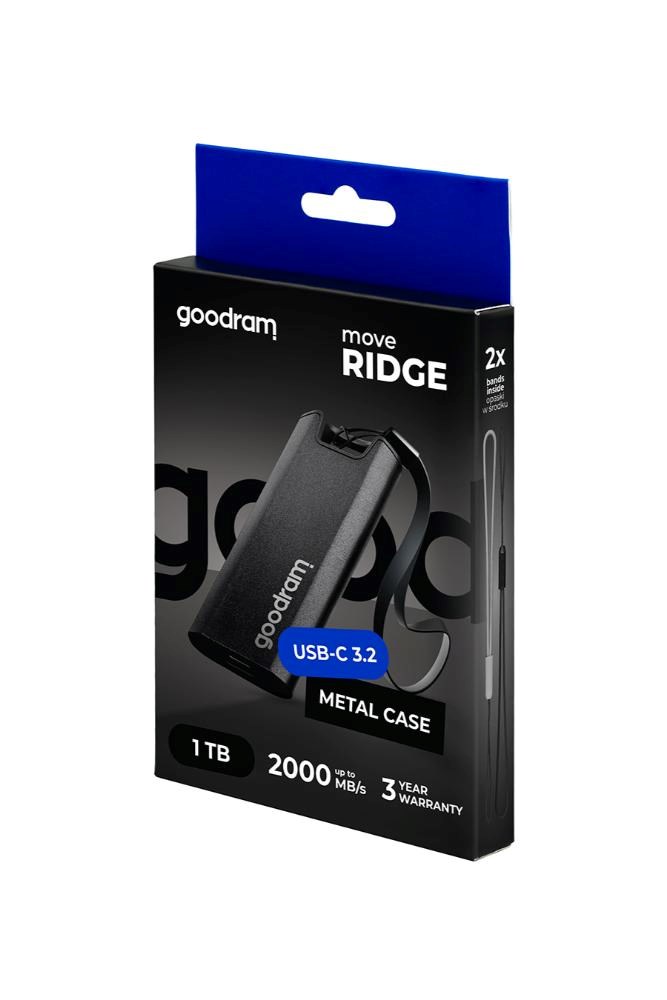 GOODRAM externí SSD Move Ridge 1TB,  USB-C 3.2 Gen2x2,  (R:2000/ W:2000MB/ s),  černá2 