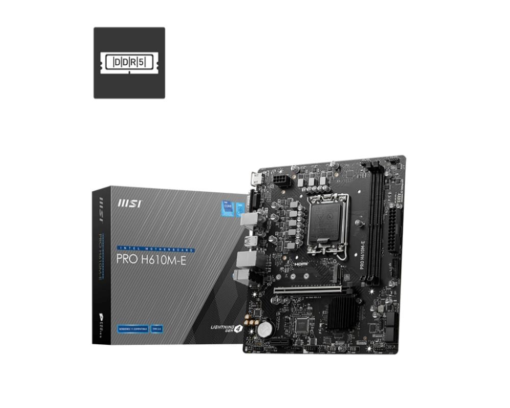 MSI MB Sc LGA1700 PRO H610M-E,  Intel H610,  2xDDR5,  1xHDMI,  1xVGA,  mATX0 