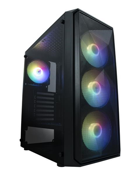 VeinX case ME19A Mid Tower,  bez zdroje,  1x USB3.0,  1x USB2.0,  4x 120mm ARGB Fan,  1x ARGB Controller,  černá2 