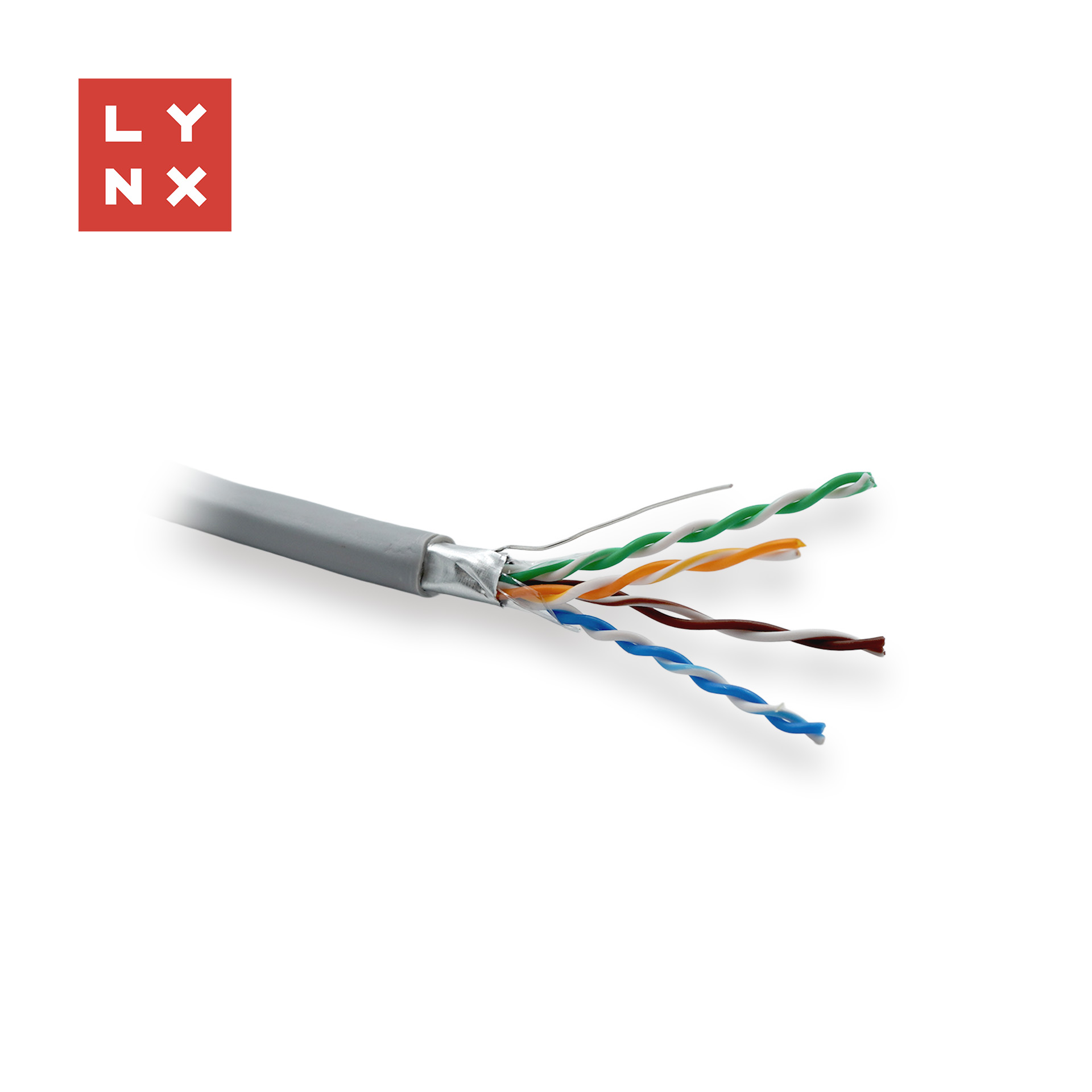 LYNX FTP kabel Cat5e,  PVC,  0, 5mm,  celoměděný,  vnitřní,  šedý,  box 305m0 