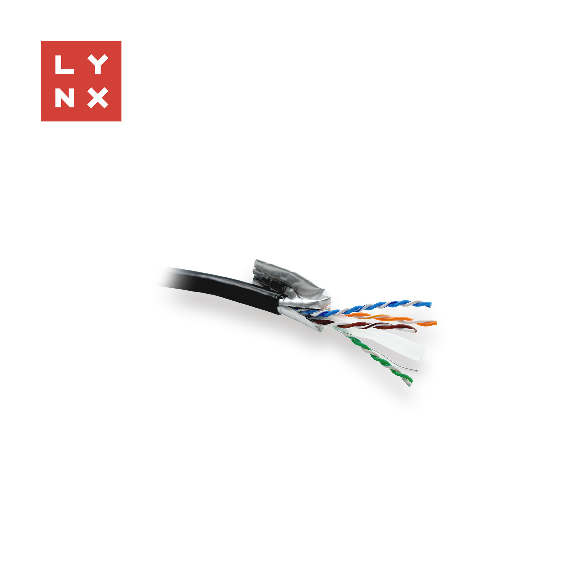 LYNX FTP kabel Cat6,  PE (Fca),  celoměděný,  venkovní,  černý,  cívka 305m1 