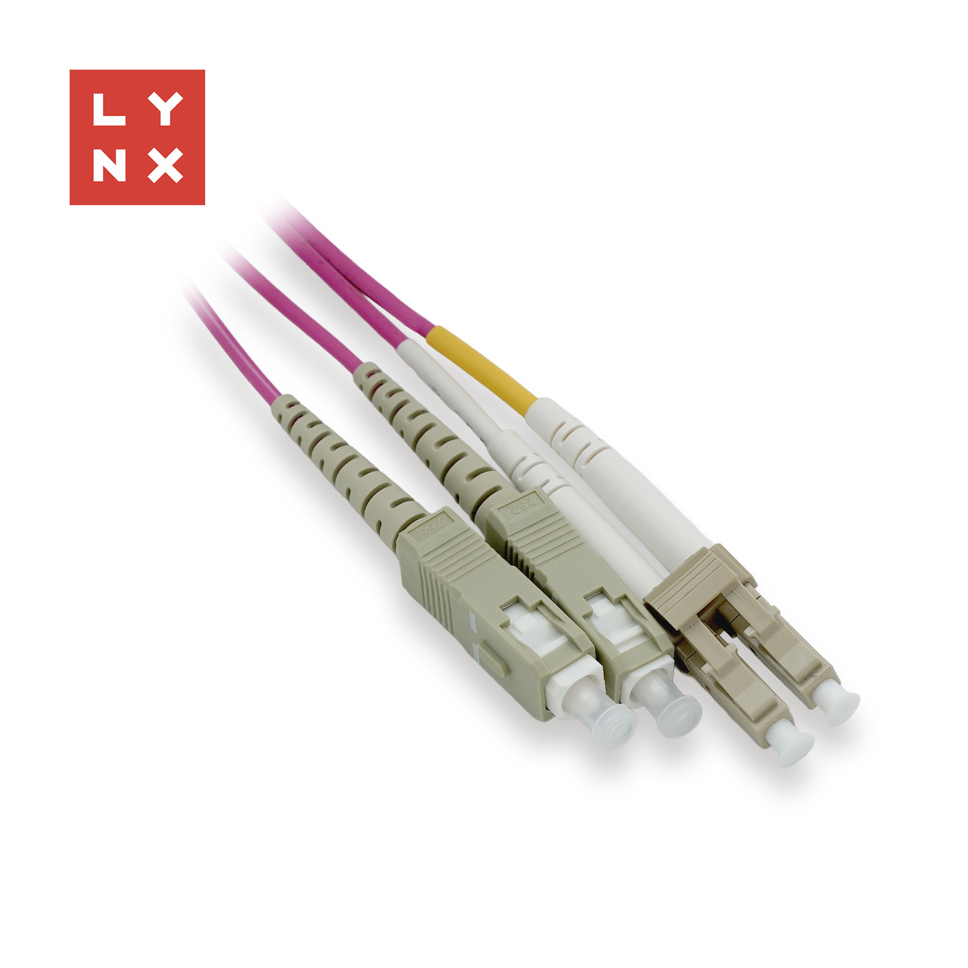 LYNX duplexní patch kabel MM,  OM4,  LC/ SC,  50/ 125µm,  10m0 