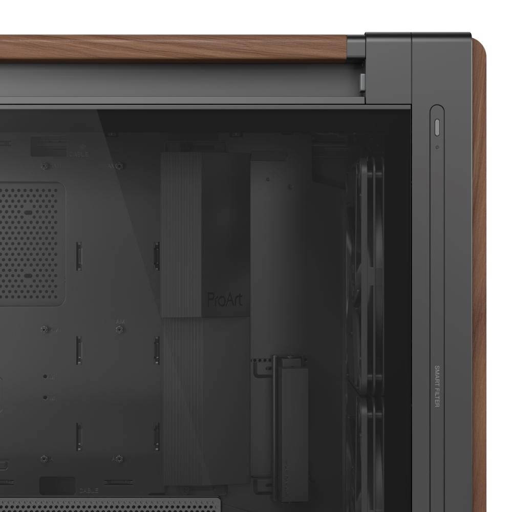 ASUS case PROART PA602 WALNUT WOOD MODERN TG,  Mid Tower,  průhledná bočnice,  černá11 