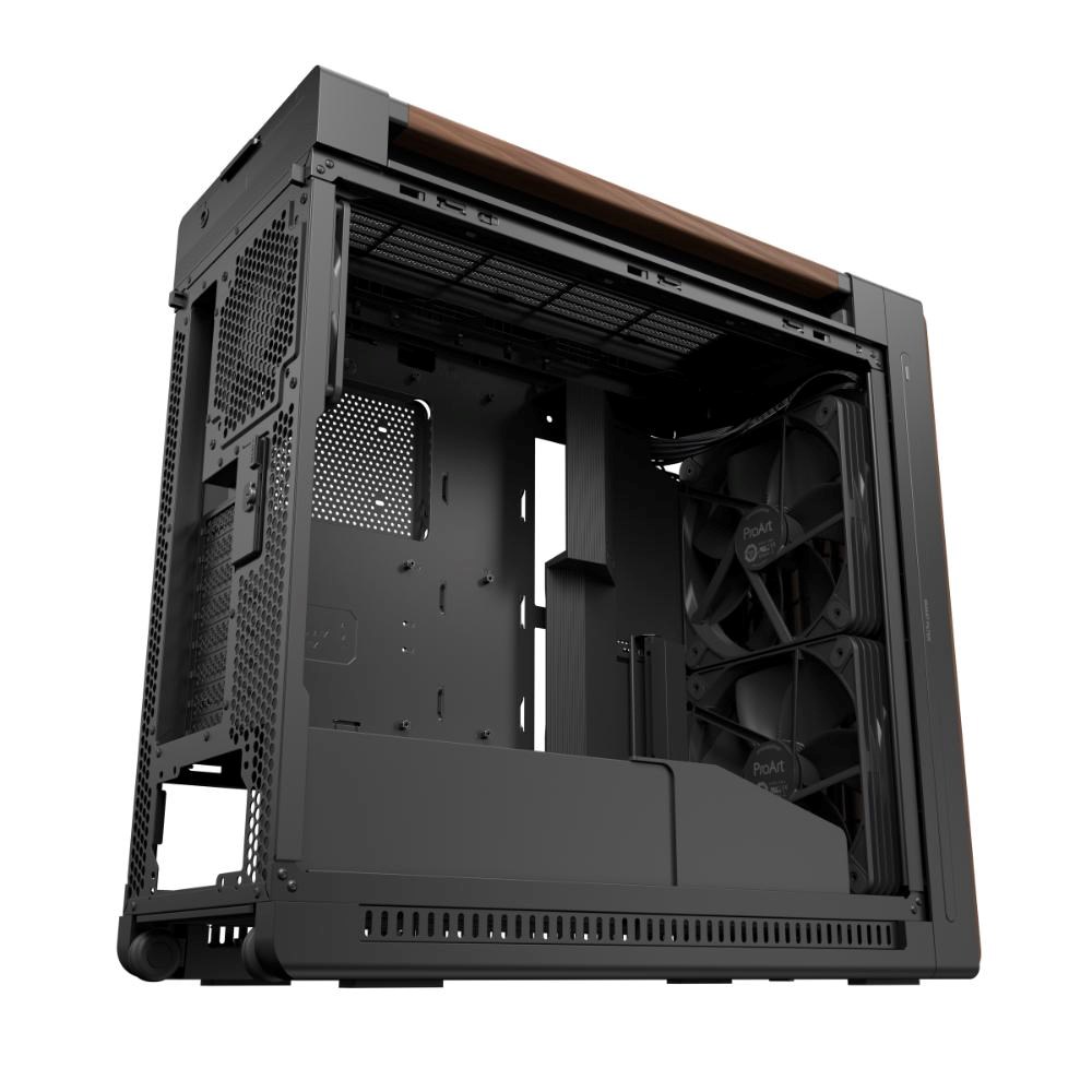ASUS case PROART PA602 WALNUT WOOD MODERN TG,  Mid Tower,  průhledná bočnice,  černá14 
