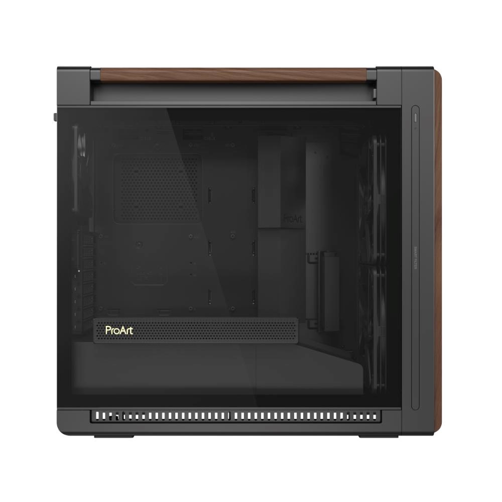 ASUS case PROART PA602 WALNUT WOOD MODERN TG,  Mid Tower,  průhledná bočnice,  černá6 