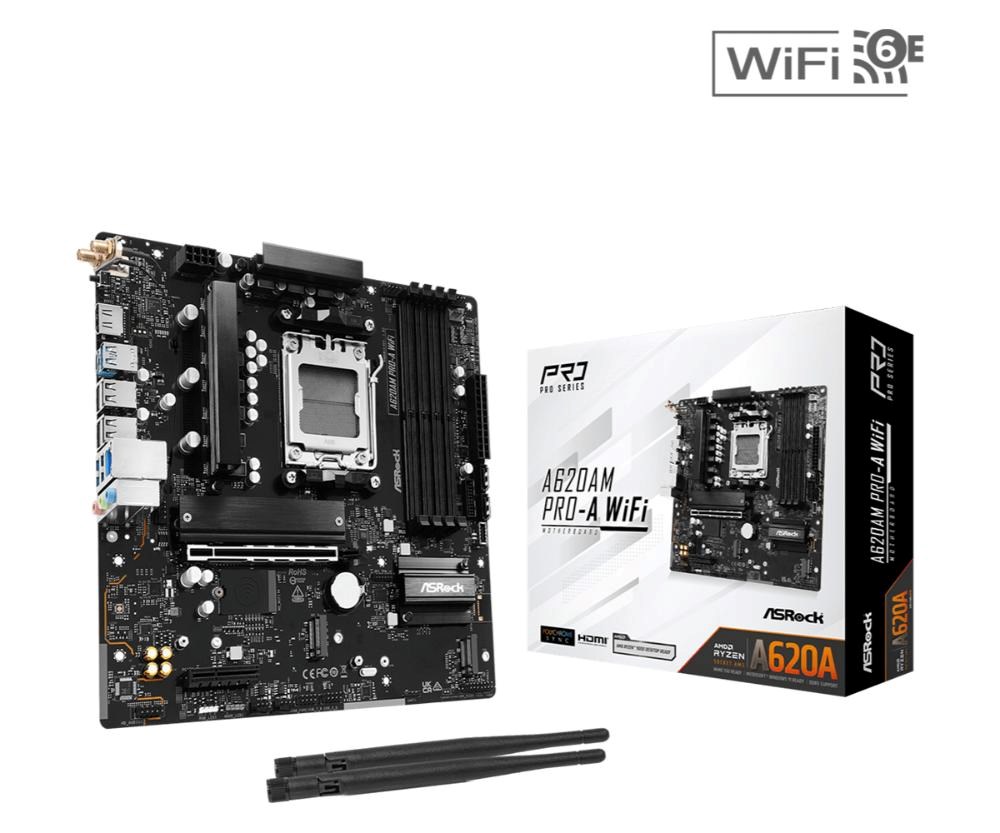 ASRock MB Sc AM5 A620AM PRO-A WIFI,  AMD A620A,  4xDDR5,  1xHDMI,  WIFI0 