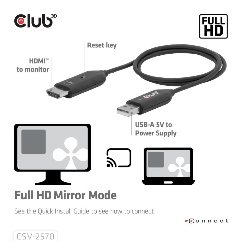 Club3D Bezdrátový adaptér (vysílač) USB-C na HDMI,  Full HD,  dosah 25m3 