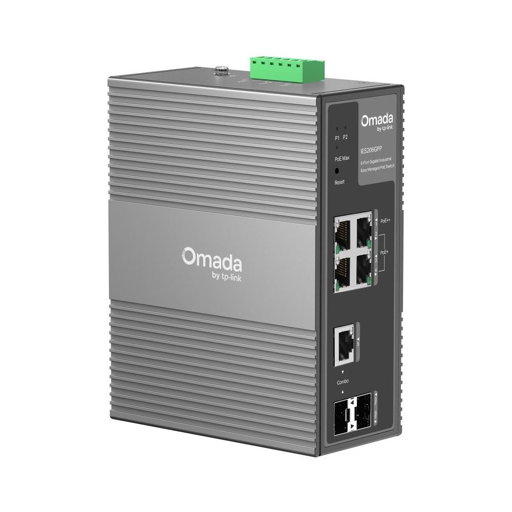 TP-Link OMADA průmyslový switch IES206GPP (4xGbE, 1xGbE/ SFPcombo, 1xSFP, 3xPoE+, 1xPoE++, 120W, DIN, IP40, fanless)2 