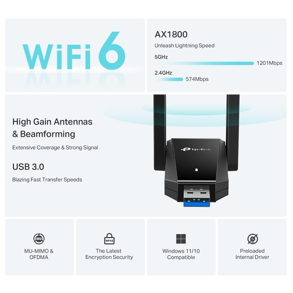 TP-Link Archer TX30U Plus WiFi6 USB adapter (AX1800, 2, 4GHz/ 5GHz, USB3.0)3 