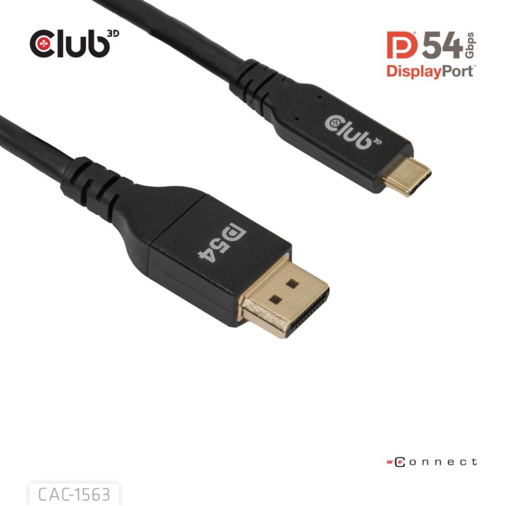 Club3D Kabel USB-C na DisplayPort 2.1 DP54 Bi-Directional,  8K120Hz,  4K480Hz,  2m5 