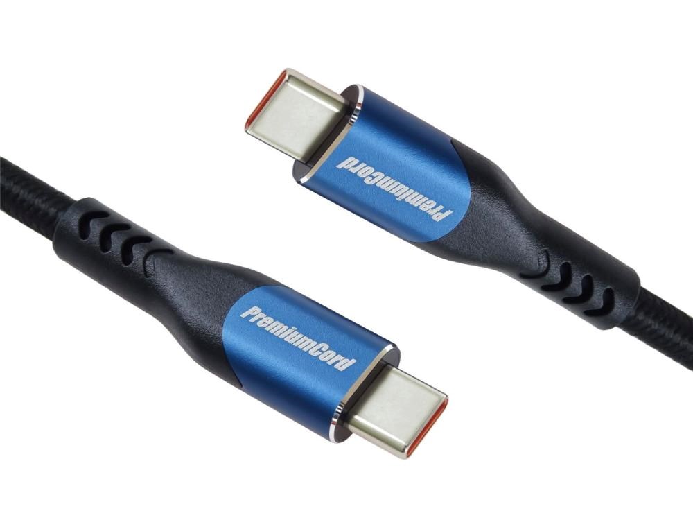 PremiumCord USB-C kabel ( USB 3.2 GEN 2x2,  5A,  100W,  20Gbit/ s ) 2m,  bavlněný oplet2 